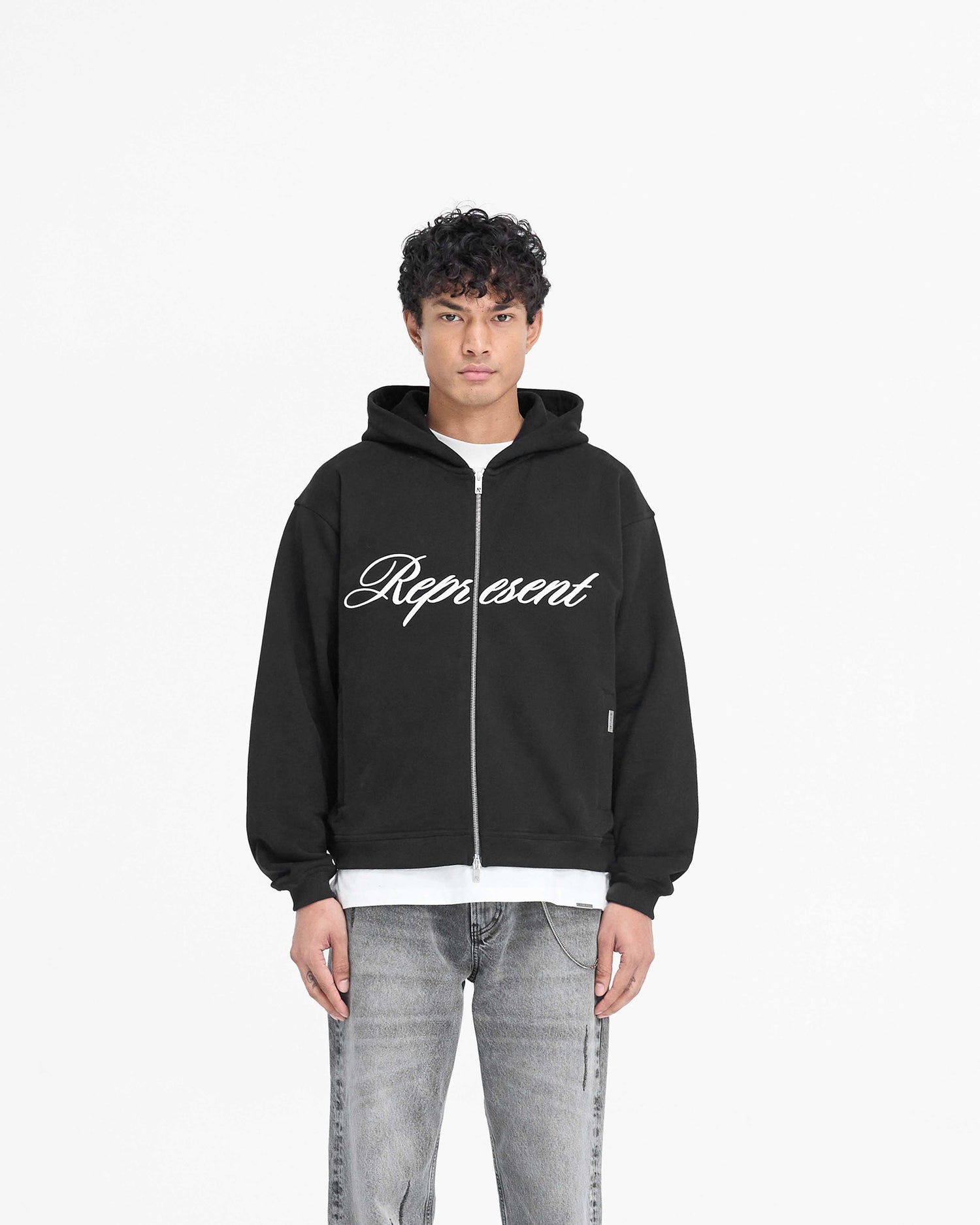 Script Logo Zip Hoodie - Black PRE SS25