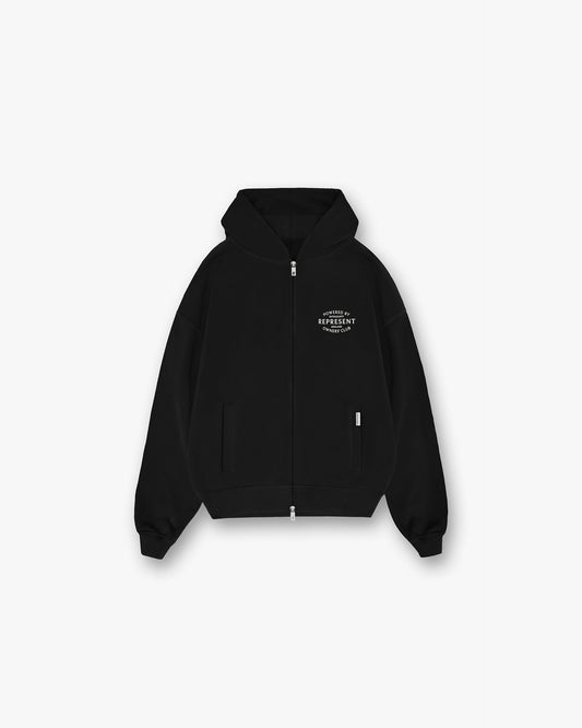 Represent Owners Club Stamp Zip Up Hoodie - Jet Black Owners Club