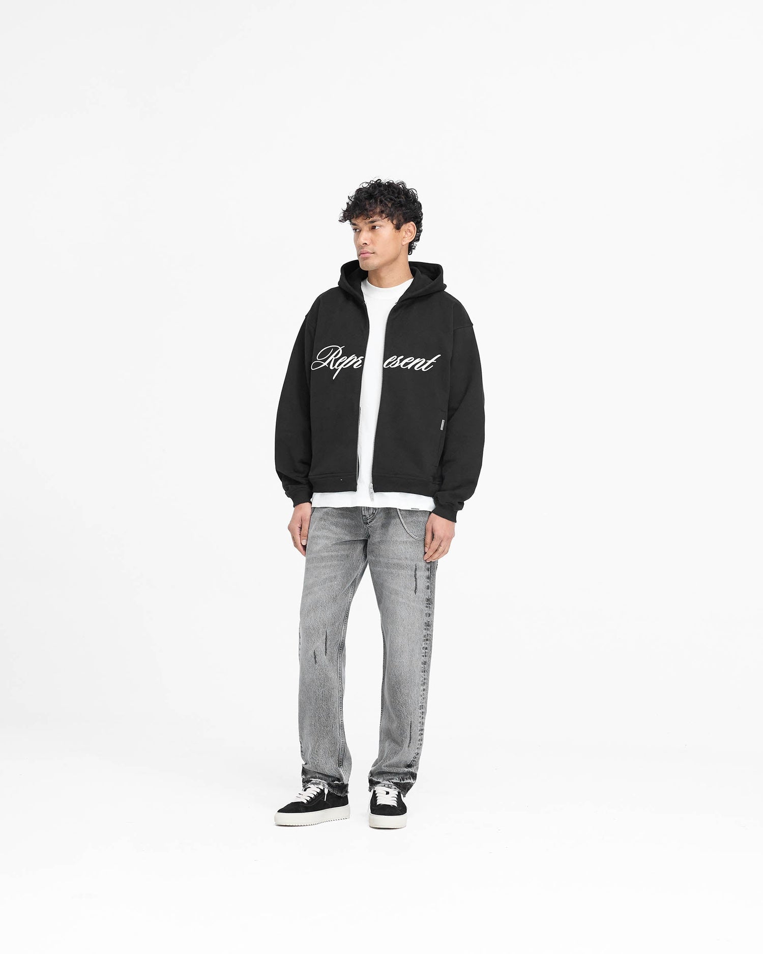 Script Logo Zip Hoodie - Black PRE SS25
