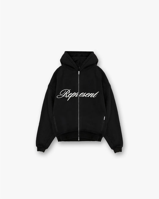 Script Logo Zip Hoodie - Black PRE SS25