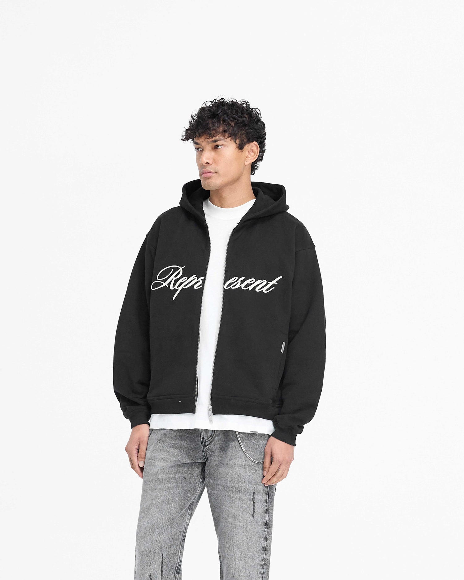 Script Logo Zip Hoodie - Black PRE SS25